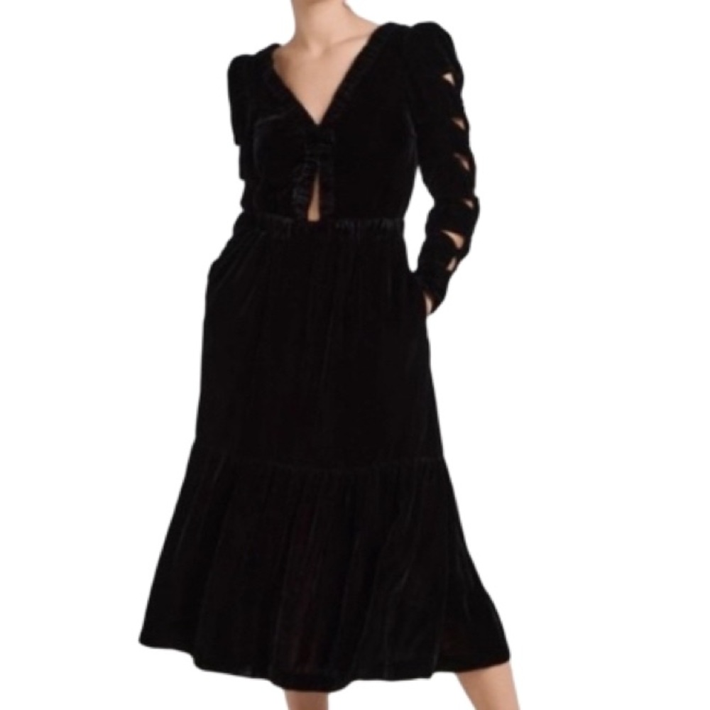 NWT Sea New York Black Velvet Mayde Long Sleeve
Cutout Midi Dress - Sz 0